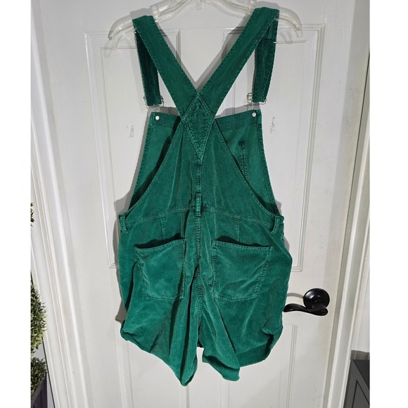 Free People We The Free Ziggy Cord Shortall Emerald Green Corduroy Overalls L - Picture 5 of 9